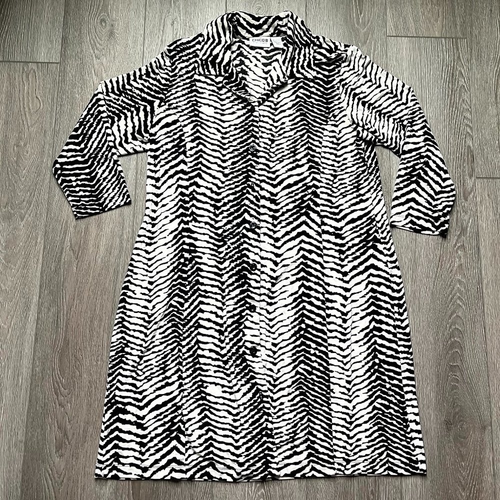 Chico's‎ Traveler's size 2 zebra button down dress